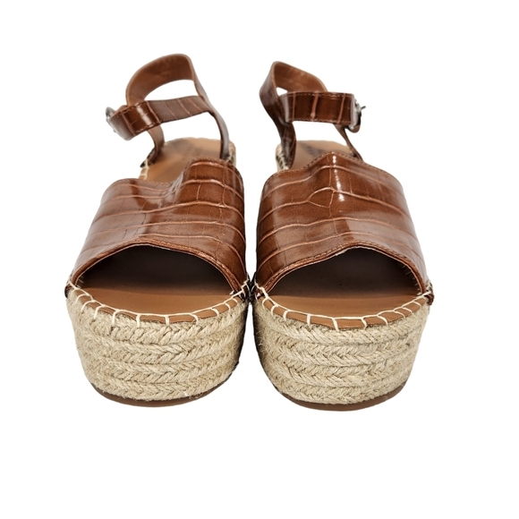 ASOS Design Tanya Brown Mock Crocodile Print Espadrille Wedge Sandals Size 10 - Picture 6 of 10